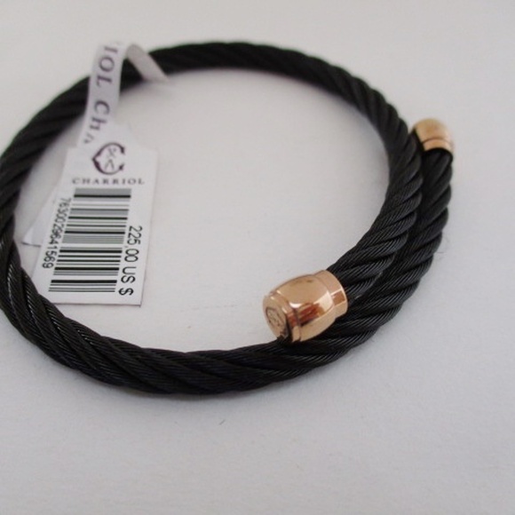 CHARRIOL Black & Rose Gold Tone Bangle Bracelet - Picture 5 of 6